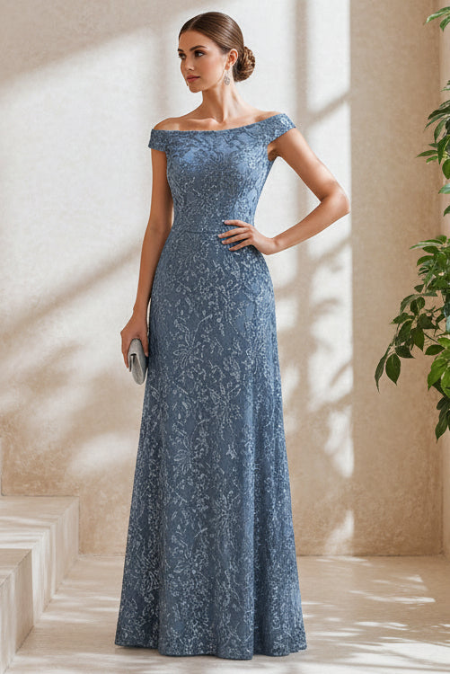 Elegant Metallic Jacquard A-Line Evening Gown