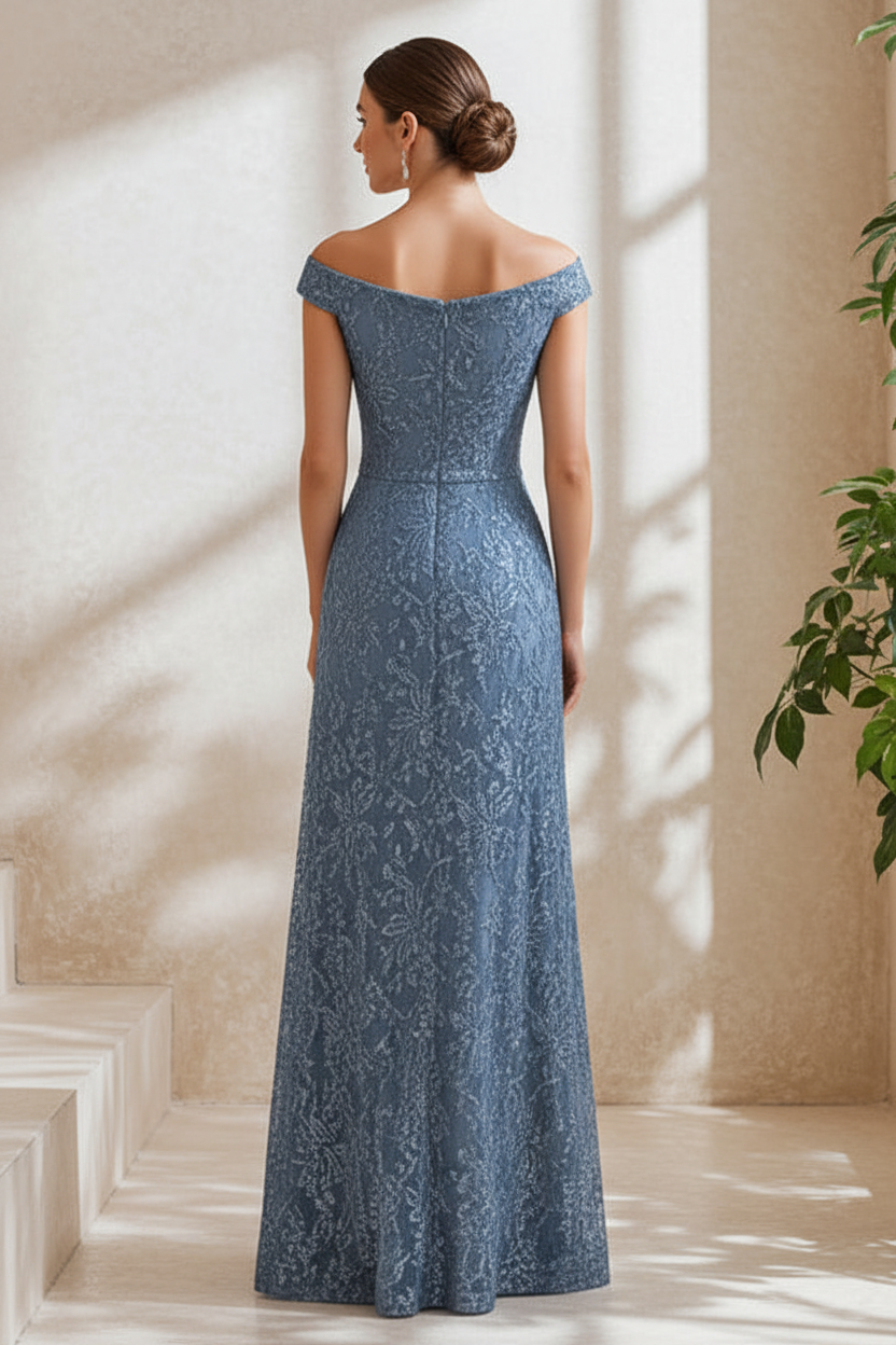 Elegant Metallic Jacquard A-Line Evening Gown