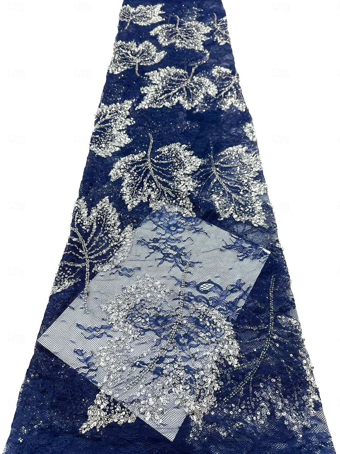 Sequin Leaf Illusion Tea-Length A-Line Dress