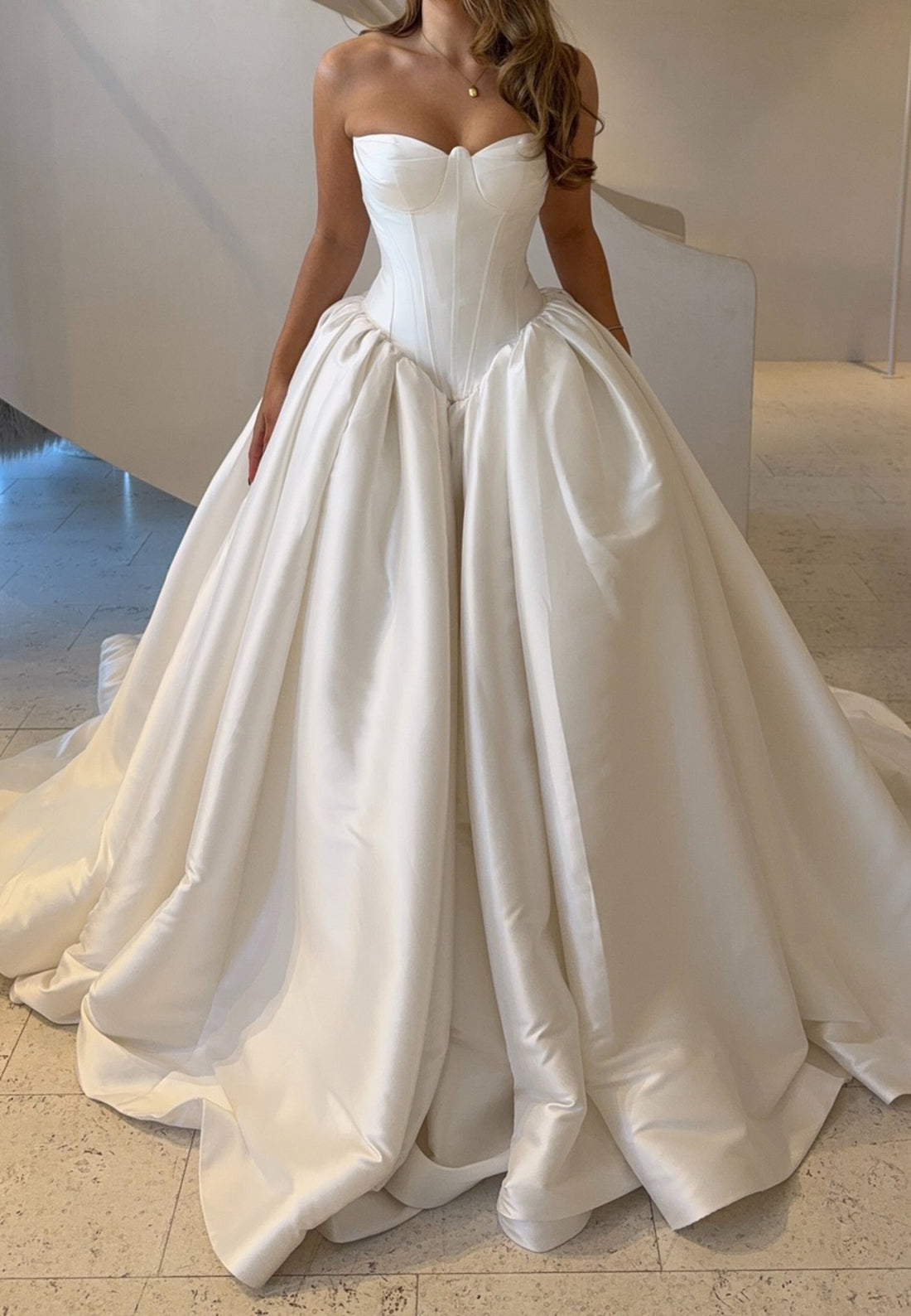 Corset Dropped-Waist Off-Shoulder Ball Gown