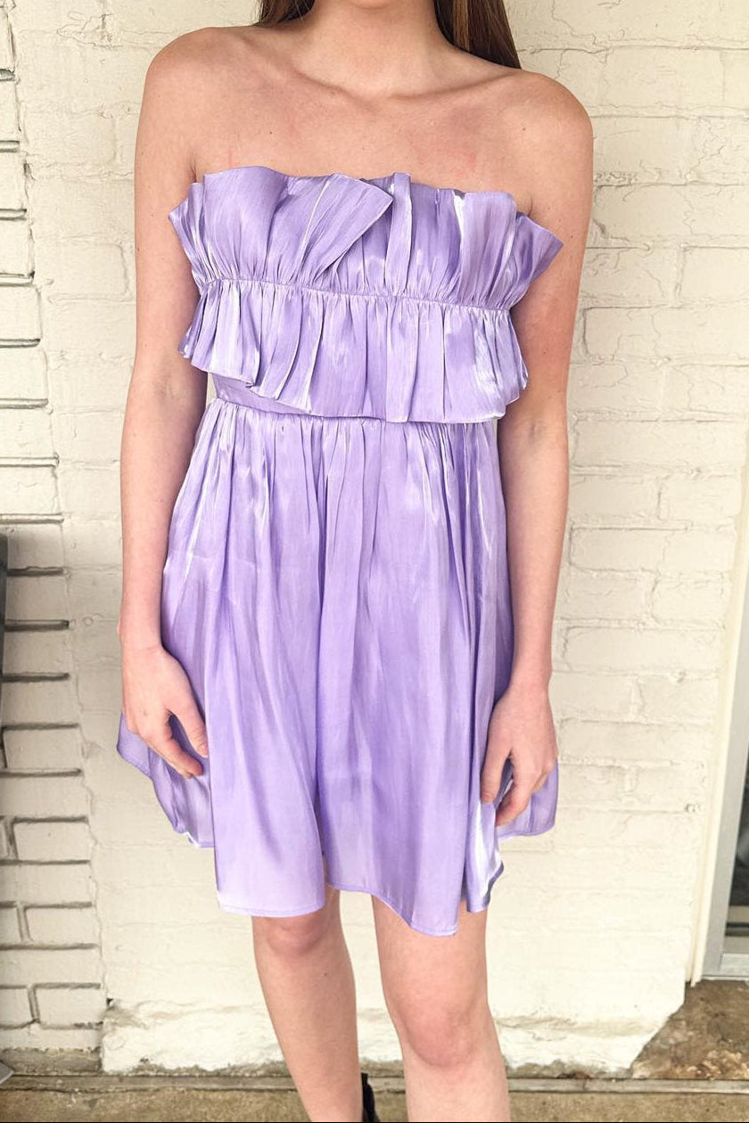 Strapless Mini Dress with Ruffle Bodice & Tie-Back