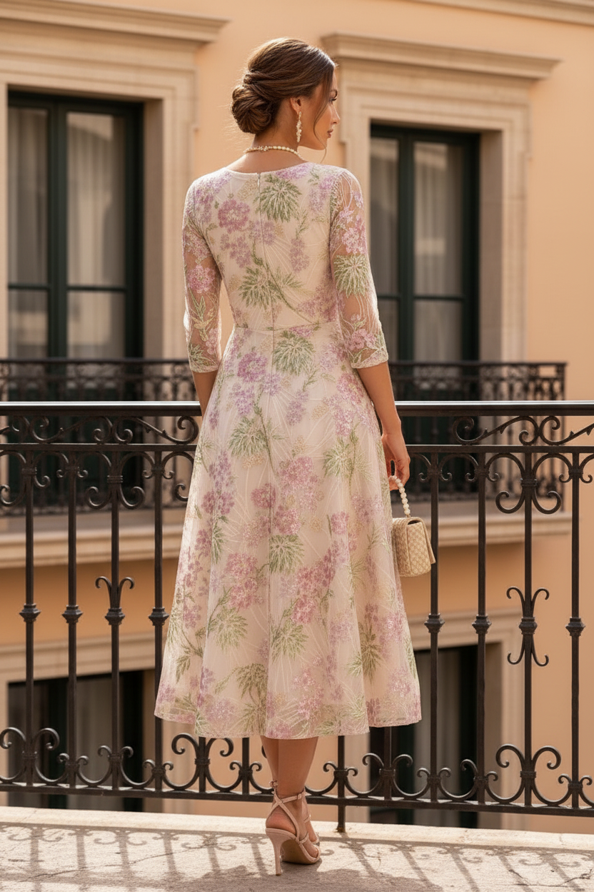 Floral Embroidered Midi Dress