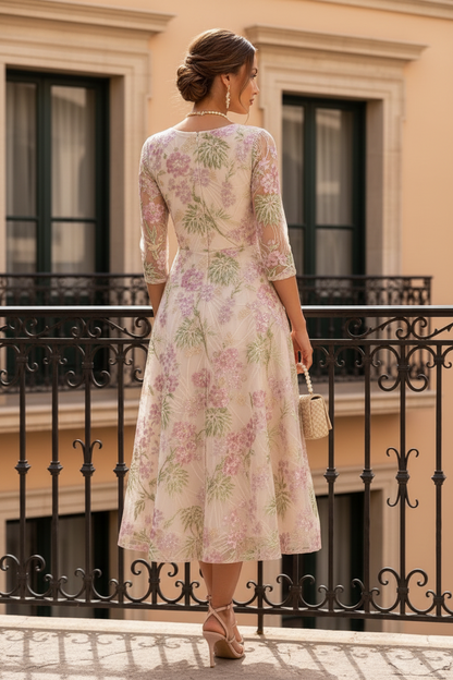 Floral Embroidered Midi Dress