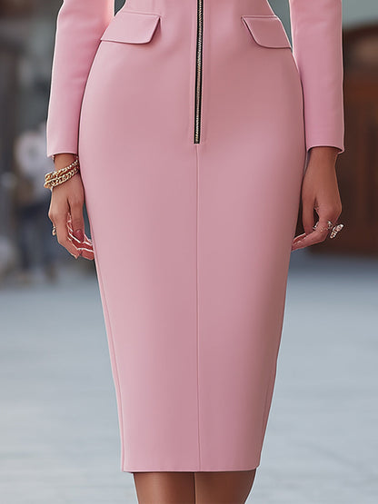 VOS LEE Zip-Front Tailored Pencil Dress