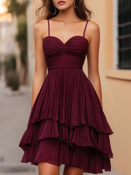 Elegant Tiered Ruffle Midi Dress Wedding Guest Dresses