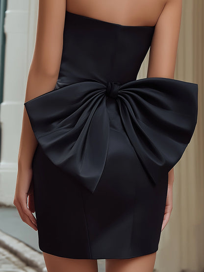 Strapless Mini Dress With Sculptural Bow Back Detail