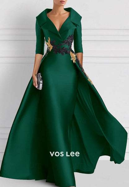 Glamorous & Dramatic Long Sleeves V Neck Mermaid Long Formal Evening Dress
