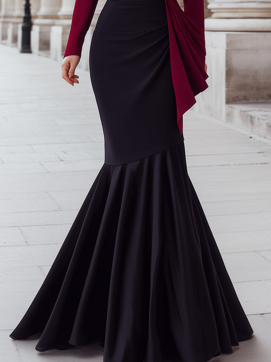 Elegant Two-Tone Draped Mermaid Gown