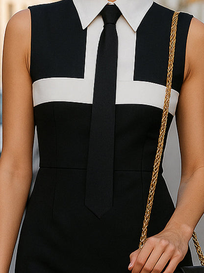 Elegant Sleeveless Mini Dress With Neck Tie Wedding Guest Dresses