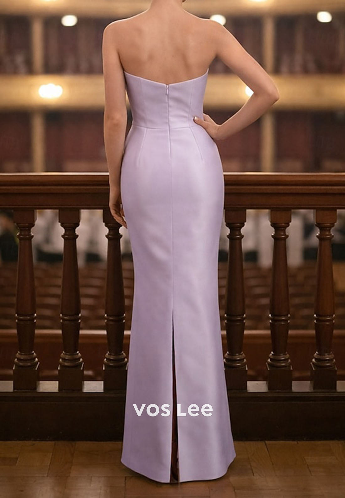 Lilac Satin Mermaid Mother of the Bride Gown with Beaded Illusion Bodice