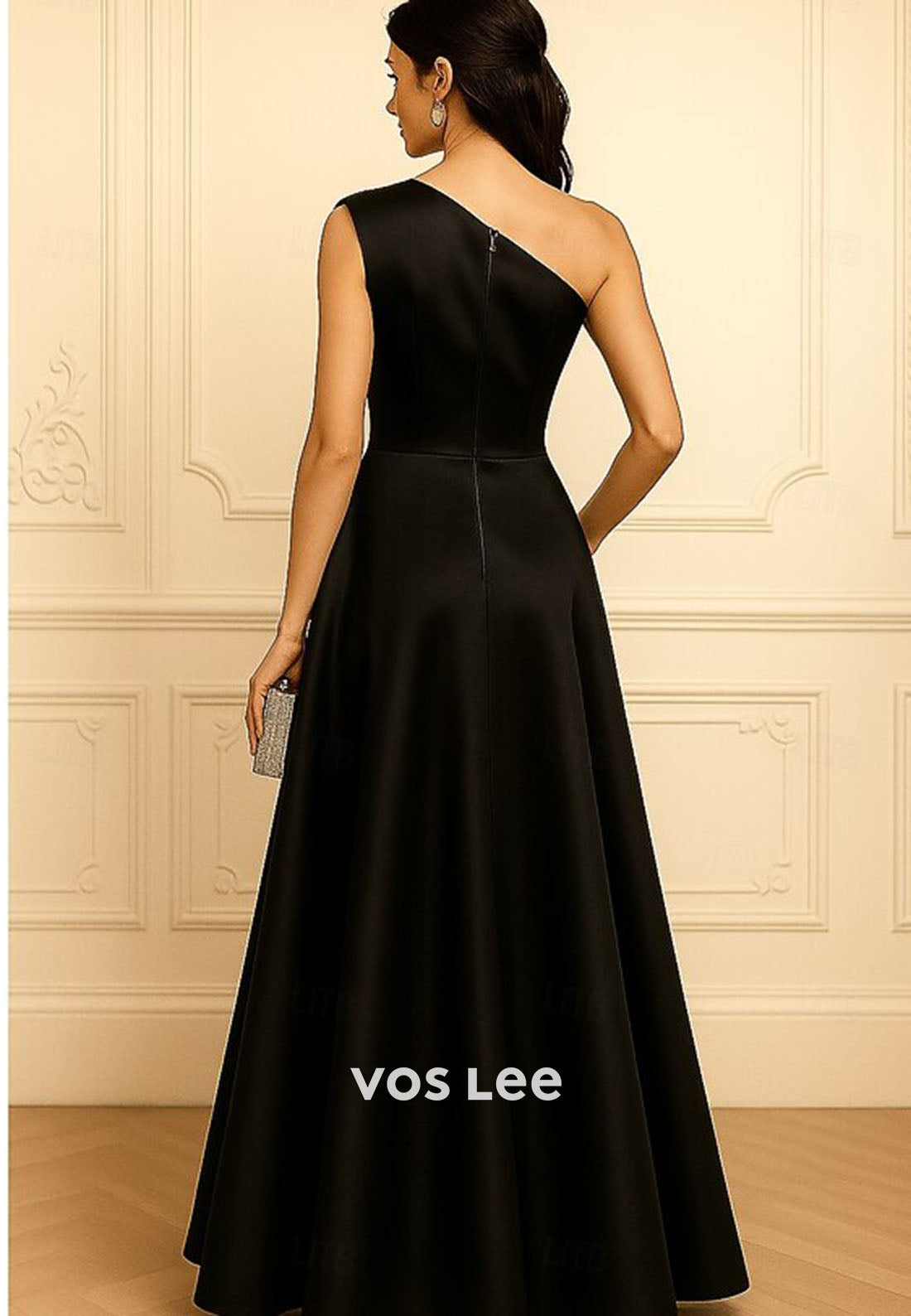 Sage Green One-Shoulder Evening Gown – Asymmetric Ruffled Satin Formal Dress