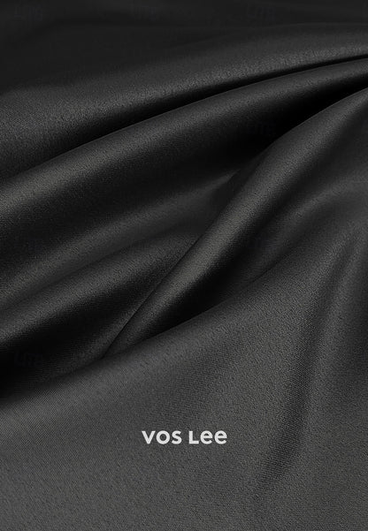 Black Satin Long Sleeves Sheath Evening Dress With Gold Leather Pleat Dress