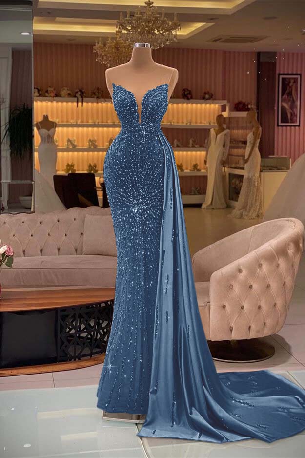 Gorgeous Gold Sweetheart Sleeveless Mermaid Evening Dress Ruffles With Rhinestone Beading