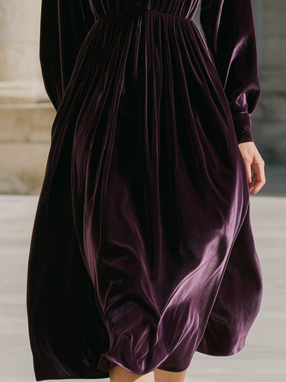 Aubergine Velvet Shirt Dress