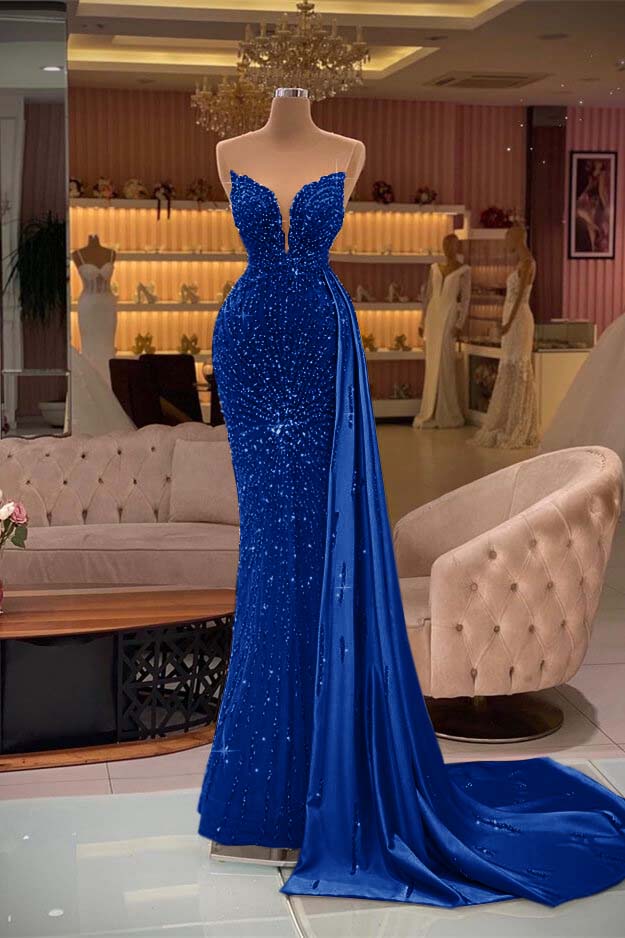 Gorgeous Gold Sweetheart Sleeveless Mermaid Evening Dress Ruffles With Rhinestone Beading