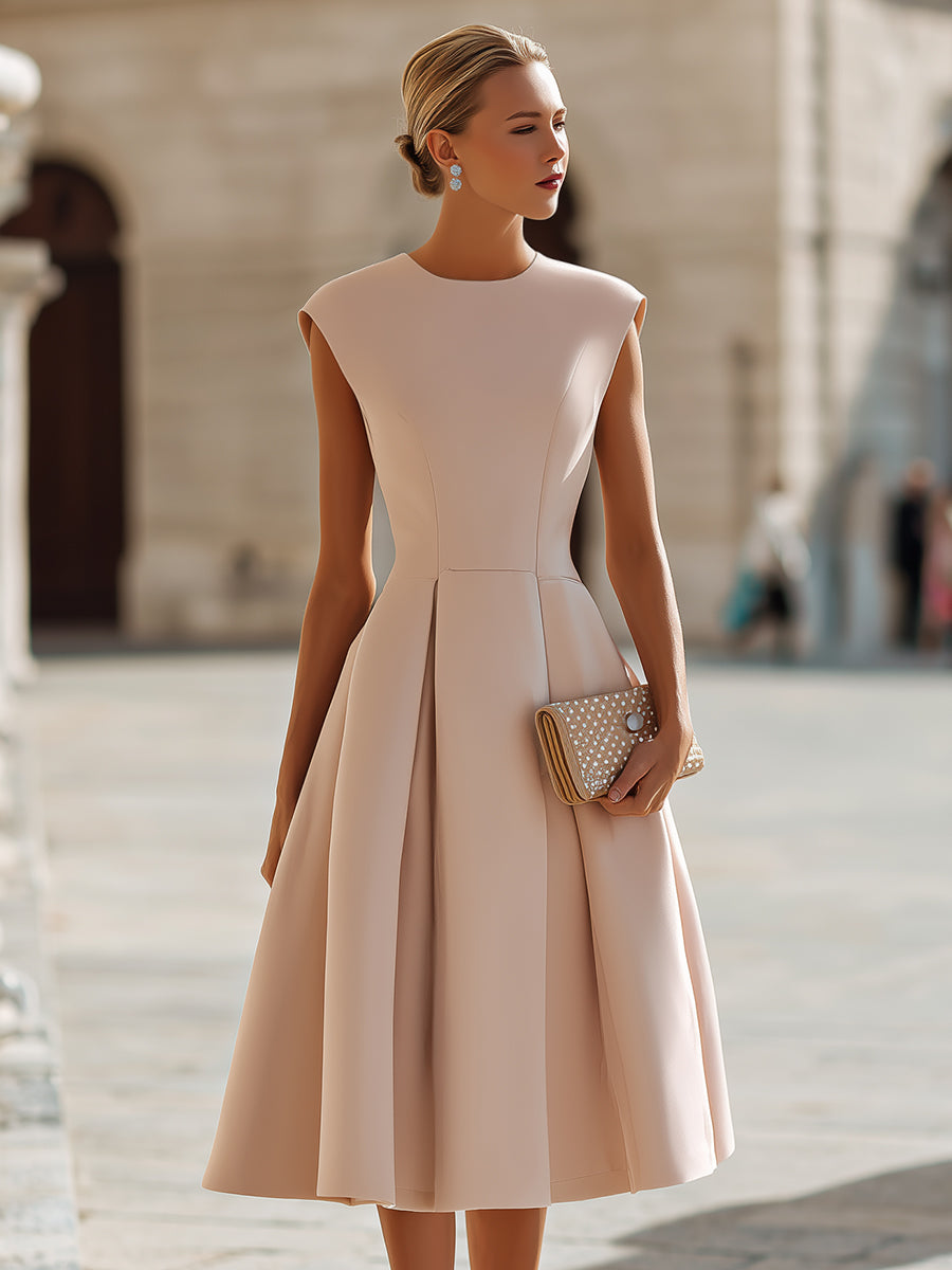 Sleeveless Structured A-Line Midi Dress
