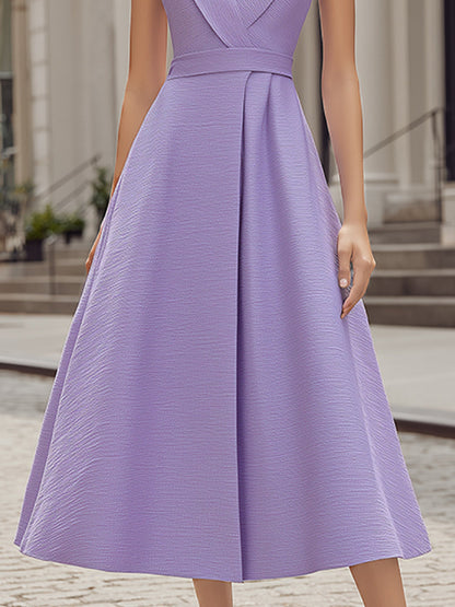 Halter Neck Wrap-Style A-Line Midi Dress