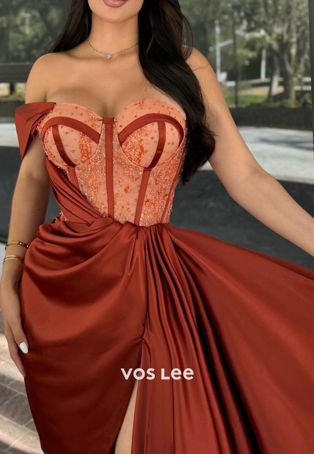 Chic & Modern Sweetheart One Shoulder High Slit Evening Dresses with Court Train