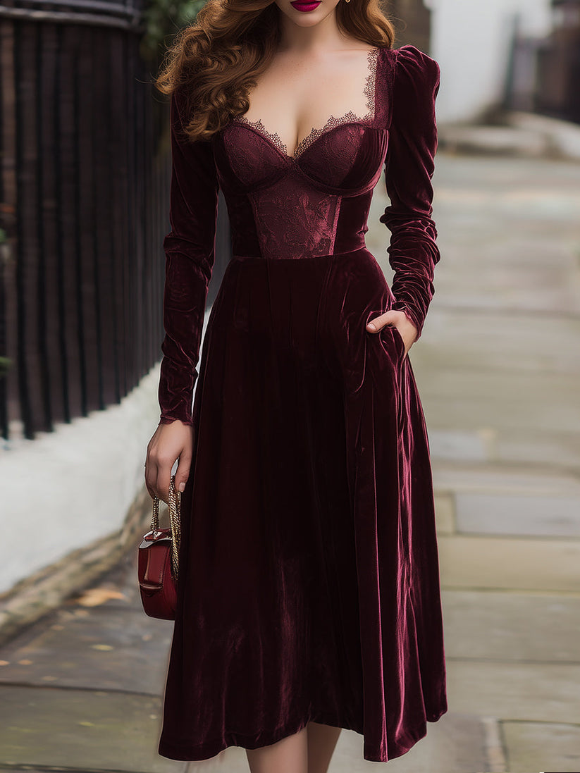 V-neck Midi Dress With Leather Corset Belt main image 0