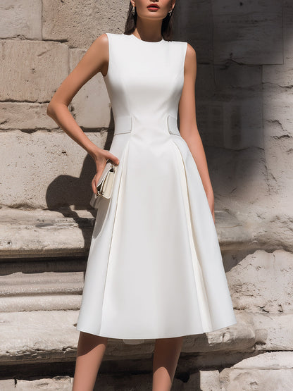 Sleeveless Tailored A-Line Midi Dress