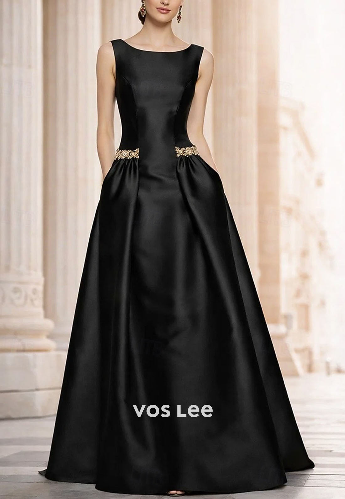 Sleeveless Boat Neck Formal Dress for Mother of the Bride