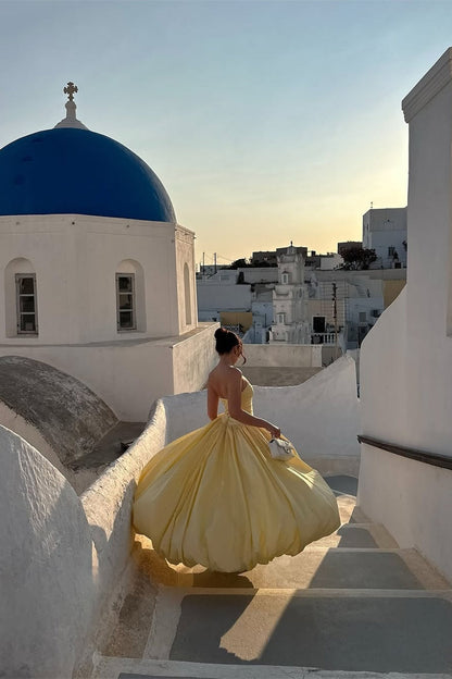 Charming Strapless Prom Dress Sleeveless A-Line Side Slit With Pleats