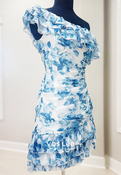 Short & Mini One Shoulder Pleated Mermaid Homecoming Dresses
