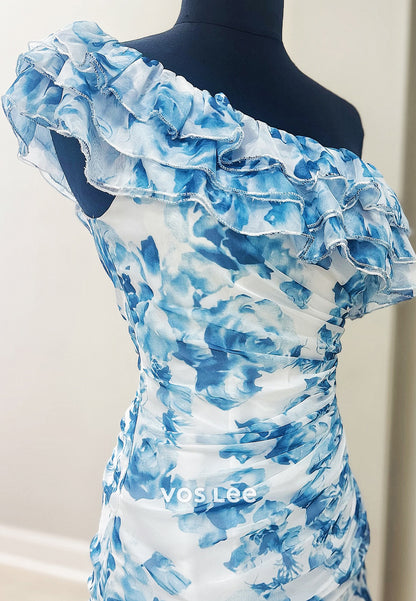 Short & Mini One Shoulder Pleated Mermaid Homecoming Dresses