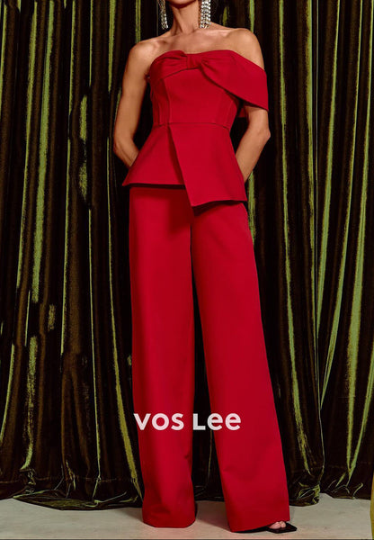 Ivory Mother of the Bride Pant Suit | Off-the-Shoulder Jumpsuit