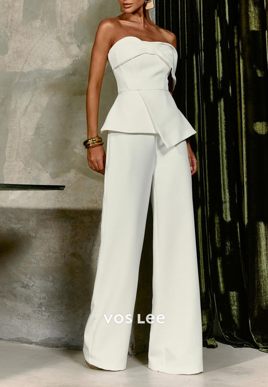 Ivory Mother of the Bride Pant Suit | Off-the-Shoulder Jumpsuit