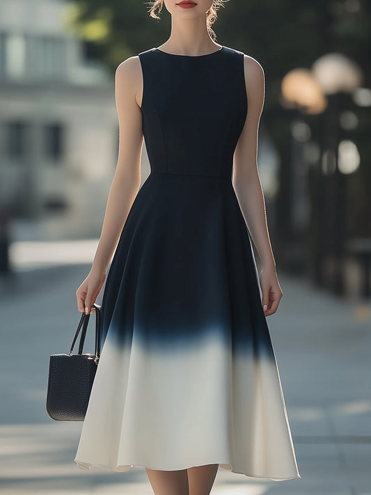 Elegant Ombre Sleeveless Midi Dress Wedding Guest Dresses
