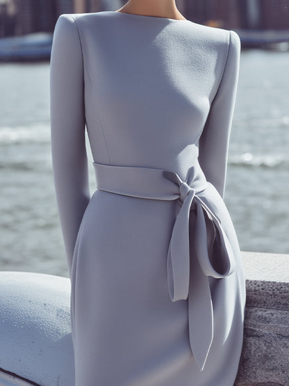 Dove Grey Belted Mini Dress