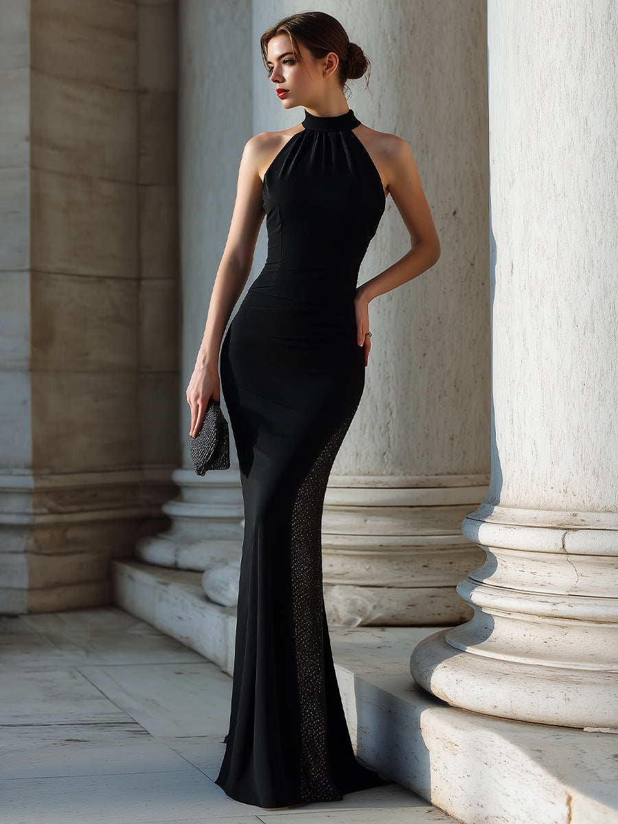 Halter Neck Evening Gown With Sculpted Silhouette
