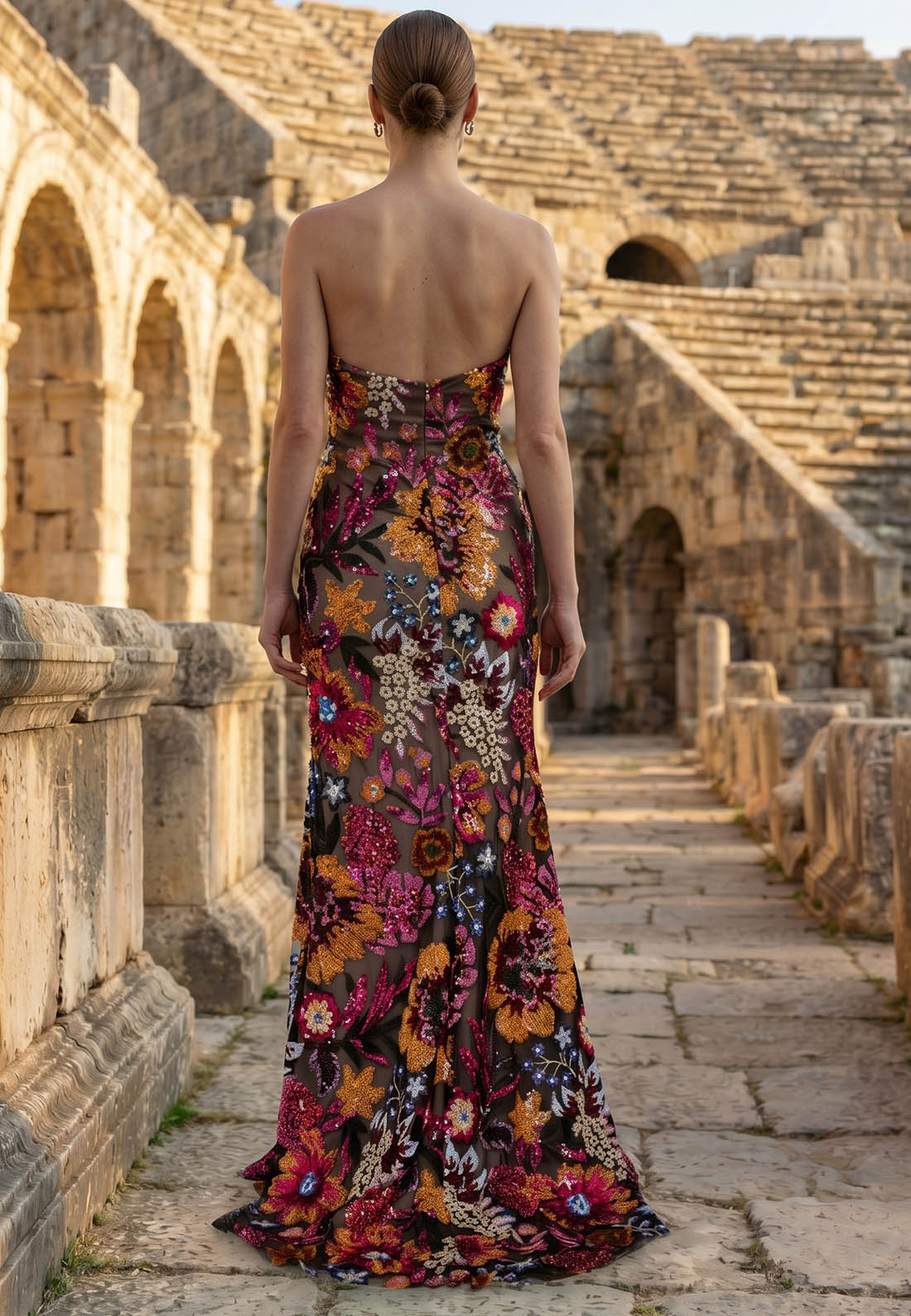 A-Line Sleeveless Strapless Appliques Evening Dress