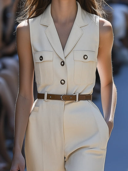 Tailored Sleeveless Utility Romper