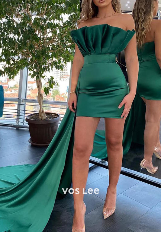 Gorgeous & Charming  Short & Mini Pleated Prom Dresses with Brush Train