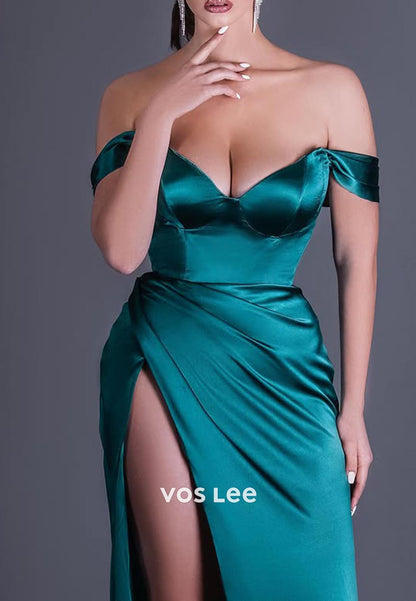 Elegant & Luxurious Off-Shoulder Mermaid Holiday Prom Dresses with High Split
