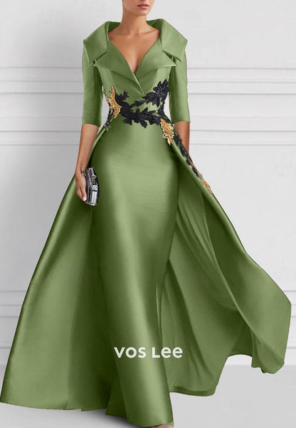 Glamorous & Dramatic Long Sleeves V Neck Mermaid Long Formal Evening Dress