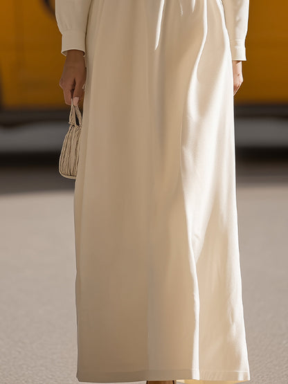 Elegant Collared Long - Sleeve Maxi Shirt Dress