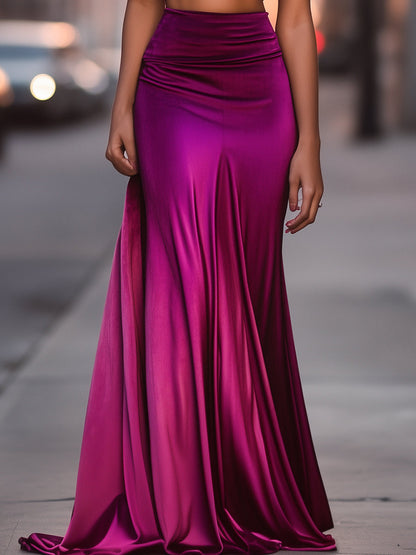 Purple Two-Piece Cutout Evening Gown