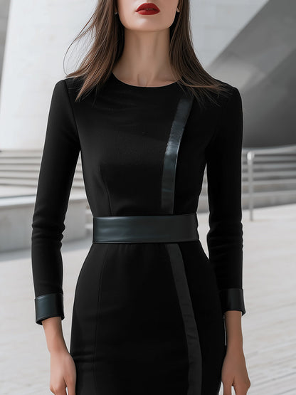 Sophistication Bodycon Dress With Faux Leather Accents