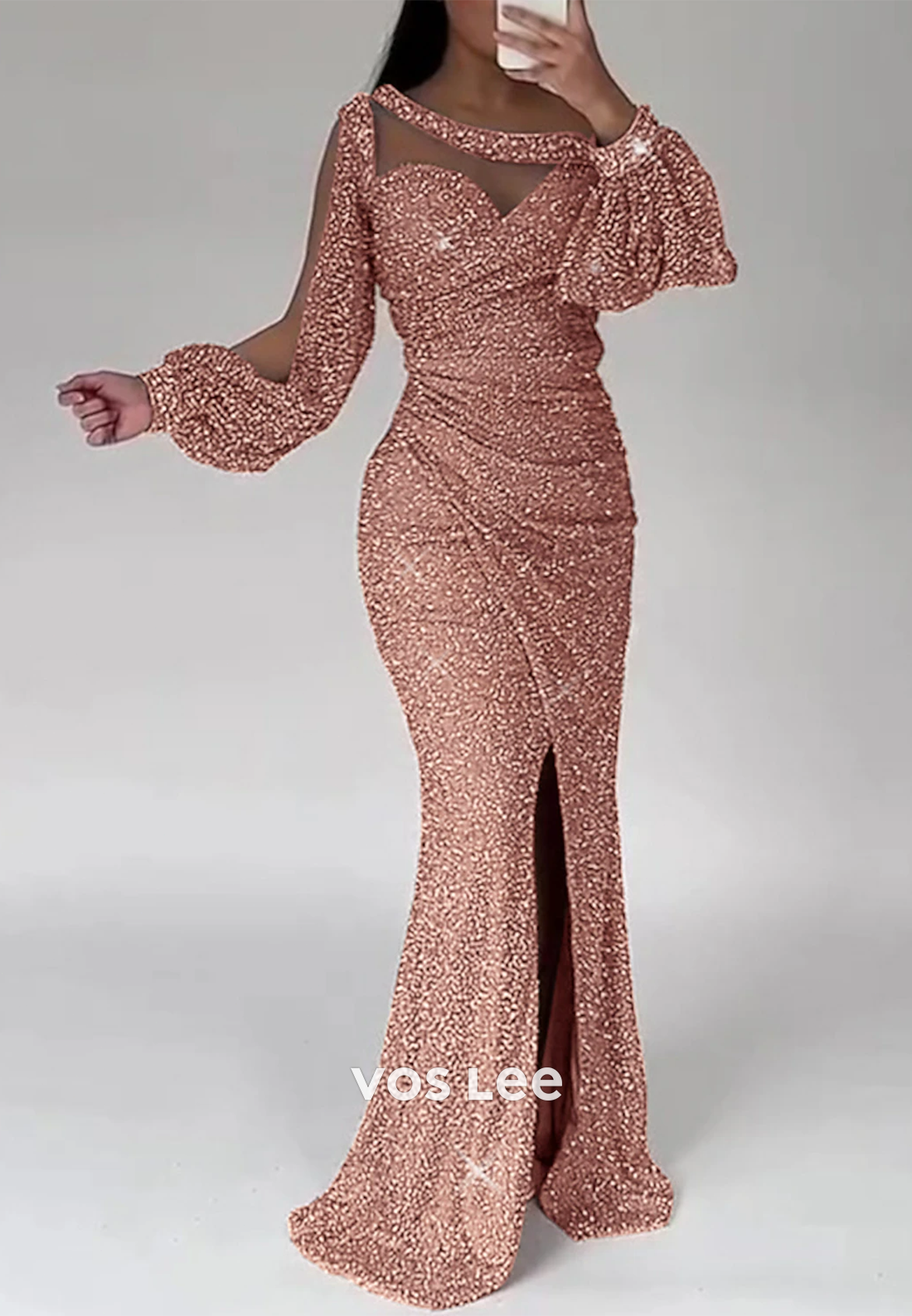 Glamorous & Dramatic Long Sleeves Sweetheart Mermaid Evening Dress with Split