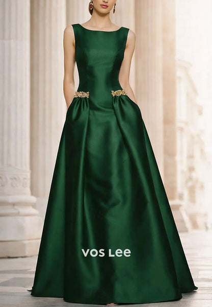 Sleeveless Boat Neck Formal Dress for Mother of the Bride