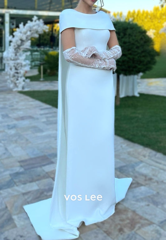 Couture & Ornate Empire Waist Scoop Evening Dresses with Long Lace gloves