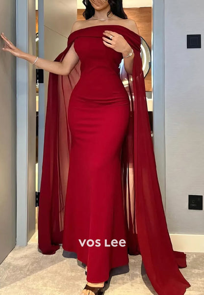Couture & Ornate Pleated Off the Shoulder Floor-Length Mermaid Evening Dresses