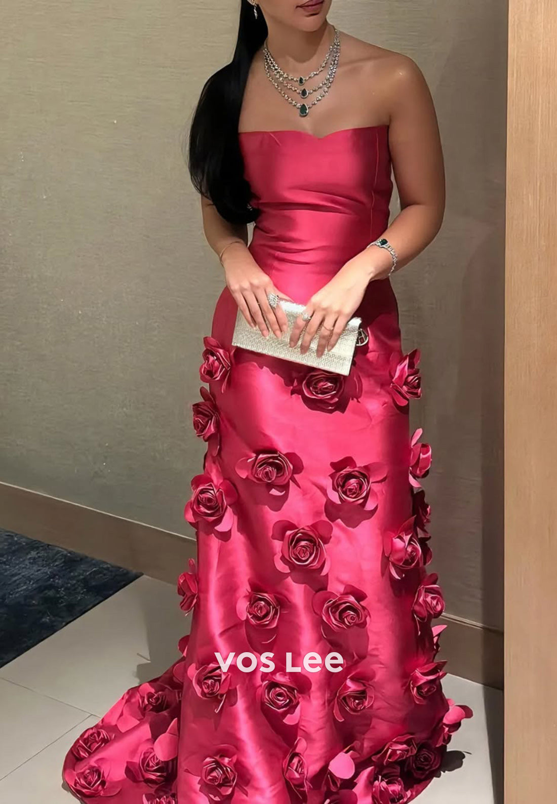 Couture Sweetheart Floral Embossed Mermaid Evening Dresses with Court Train