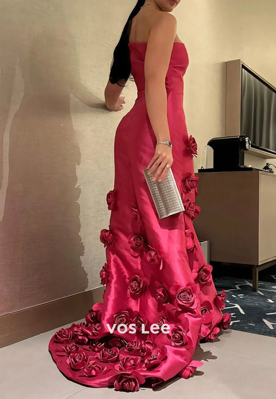 Couture Sweetheart Floral Embossed Mermaid Evening Dresses with Court Train