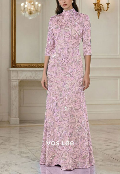 Exquisite Fully Embroidery Long Sleeve High Neck A-Line Floor Length Evening Gown&nbsp;&nbsp;