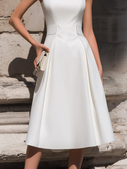 Sleeveless Tailored A-Line Midi Dress