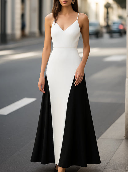 Colorblock Spaghetti Strap Maxi Dress